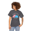 NerdyKeppie "Fix Your Hearts Or Die" Twin Mountain Peaks Unisex Cotton Trans Pride Tee Shirt. A unisex cotton tee shirt with "Fix Your Hearts Or Die" encircling twin mountain peaks in transgender pride colors. This unapologetic trans pride tee shirt has a classic fit.