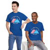 NerdyKeppie "Fix Your Hearts Or Die" Twin Mountain Peaks Unisex Cotton Trans Pride Tee Shirt. A unisex cotton tee shirt with "Fix Your Hearts Or Die" encircling twin mountain peaks in transgender pride colors. This unapologetic trans pride tee shirt has a classic fit.