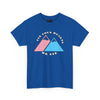 NerdyKeppie "Fix Your Hearts Or Die" Twin Mountain Peaks Unisex Cotton Trans Pride Tee Shirt. A unisex cotton tee shirt with "Fix Your Hearts Or Die" encircling twin mountain peaks in transgender pride colors. This unapologetic trans pride tee shirt has a classic fit.