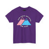 NerdyKeppie "Fix Your Hearts Or Die" Twin Mountain Peaks Unisex Cotton Trans Pride Tee Shirt. A unisex cotton tee shirt with "Fix Your Hearts Or Die" encircling twin mountain peaks in transgender pride colors. This unapologetic trans pride tee shirt has a classic fit.