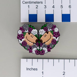 NerdyKeppie Floral Capybara Hearts Pride Enamel Pins. A Floral Capybara Hearts Pride Enamel Pin from our Keppiebara Kickstarter project.