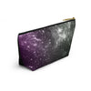 NerdyKeppie Galaxy Ace Pride Zipper Pouch with T-Bottom. A zippered accessory/makeup bag featuring a t-bottom and a Galaxy pattern in asexual pride colors. This ace pride zipper pouch is fully lined and comes in two sizes.