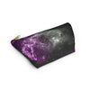 NerdyKeppie Galaxy Ace Pride Zipper Pouch with T-Bottom. A zippered accessory/makeup bag featuring a t-bottom and a Galaxy pattern in asexual pride colors. This ace pride zipper pouch is fully lined and comes in two sizes.