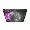 NerdyKeppie Galaxy Ace Pride Zipper Pouch with T-Bottom. A zippered accessory/makeup bag featuring a t-bottom and a Galaxy pattern in asexual pride colors. This ace pride zipper pouch is fully lined and comes in two sizes.