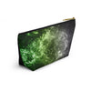 NerdyKeppie Galaxy Aro Pride Zipper Pouch with T-Bottom. A zippered accessory/makeup bag featuring a t-bottom and a Galaxy pattern in aromantic pride colors. This aro pride zipper pouch is fully lined and comes in two sizes.