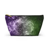 NerdyKeppie Galaxy Genderqueer Pride Zipper Pouch with T-Bottom. A zippered accessory/makeup bag featuring a t-bottom and a Galaxy pattern in genderqueer pride colors. This genderqueer pride zipper pouch is fully lined and comes in two sizes.