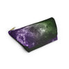 NerdyKeppie Galaxy Genderqueer Pride Zipper Pouch with T-Bottom. A zippered accessory/makeup bag featuring a t-bottom and a Galaxy pattern in genderqueer pride colors. This genderqueer pride zipper pouch is fully lined and comes in two sizes.