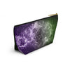 NerdyKeppie Galaxy Genderqueer Pride Zipper Pouch with T-Bottom. A zippered accessory/makeup bag featuring a t-bottom and a Galaxy pattern in genderqueer pride colors. This genderqueer pride zipper pouch is fully lined and comes in two sizes.
