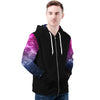 NerdyKeppie Galaxy Lightweight Bi Pride Zip Up Hoodie. 
