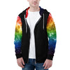 NerdyKeppie Galaxy Lightweight Rainbow Gay Pride Zip Up Hoodie. 