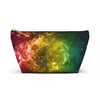 NerdyKeppie Galaxy Pan Pride Zipper Pouch with T-Bottom. A zippered accessory/makeup bag featuring a t-bottom and a Galaxy pattern in pansexual pride colors. This pan pride zipper pouch is fully lined and comes in two sizes.
