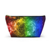 NerdyKeppie Galaxy Rainbow Gay Pride Zipper Pouch with T-Bottom. A zippered accessory/makeup bag featuring a t-bottom and a Galaxy pattern in rainbow pride colors. This gay pride zipper pouch is fully lined and comes in two sizes.