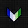 NerdyKeppie's Gay Men's/MLM Stackable Pride Chevron Embroidered Pride Patch are stitched on black duck cloth and backed by sturdy vinyl fuse.