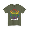 NerdyKeppie "Gaymer" d20 Cotton Rainbow Gay Pride Tee Shirt. A unisex cotton tee shirt with a d20 "Gaymer" design on it in rainbow pride colors. This gay pride tee shirt has a classic fit.