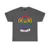 NerdyKeppie "Gaymer" d20 Cotton Rainbow Gay Pride Tee Shirt. A unisex cotton tee shirt with a d20 "Gaymer" design on it in rainbow pride colors. This gay pride tee shirt has a classic fit.