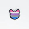 NerdyKeppie's Genderfluid Cat Embroidered Pride Patch are shaped like their namesake and stitched on black duck cloth!