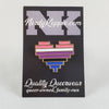NerdyKeppie Console Pride 8-Bit Heart Pride Enamel Pins. Our 8-Bit Hearts Pride Enamel Pins feature an 8-bit heart in your choice of Pride colors and ship from Portland, Oregon USA.