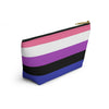 NerdyKeppie Genderfluid Flag Pride Zipper Pouch with T-Bottom. A zippered accessory/makeup bag featuring a t-bottom and a genderfluid flag pattern. This genderfluid pride zipper pouch is fully lined and comes in two sizes.