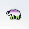 NerdyKeppie's Genderqueer BONEYARD Elephant Embroidered Pride Patch are shaped like their namesake and stitched on black duck cloth!