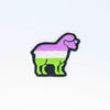 NerdyKeppie's Genderqueer BONEYARD Sheep Embroidered Pride Patch are shaped like their namesake and stitched on black duck cloth!