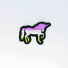 NerdyKeppie's Genderqueer BONEYARD Unicorn Embroidered Pride Patch are shaped like their namesake and stitched on black duck cloth!