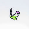 NerdyKeppie's Genderqueer BONEYARD Velociraptor Embroidered Pride Patch are shaped like their namesake and stitched on black duck cloth!