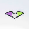 NerdyKeppie's Genderqueer Bat Embroidered Pride Patch are shaped like their namesake and stitched on black duck cloth!