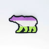 NerdyKeppie's Genderqueer Bear Embroidered Pride Patch are shaped like their namesake and stitched on black duck cloth!