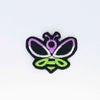 NerdyKeppie's Genderqueer Bee Embroidered Pride Patch are shaped like their namesake and stitched on black duck cloth!