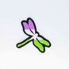 NerdyKeppie's Genderqueer Dragonfly Embroidered Pride Patch are shaped like their namesake and stitched on black duck cloth!