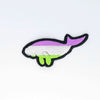 NerdyKeppie's Genderqueer Dugong Embroidered Pride Patch are shaped like their namesake and stitched on black duck cloth!