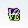 NerdyKeppie's Genderqueer Philly LOVE Statue Embroidered Pride Patch are shaped like their namesake and stitched on black duck cloth!