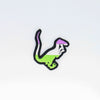NerdyKeppie's Genderqueer Velociraptor Embroidered Pride Patch are shaped like their namesake and stitched on black duck cloth!