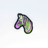 NerdyKeppie's Genderqueer Zebra Embroidered Pride Patch are shaped like their namesake and stitched on black duck cloth!