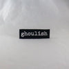 NerdyKeppie's Ghoulish Halloween Words Embroidered Patches are stitched on sturdy rectangular duck cloth and backed with vinyl fuse.