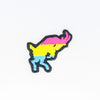 NerdyKeppie's Goat Embroidered Pride Patch are shaped like their namesake and stitched on black duck cloth!