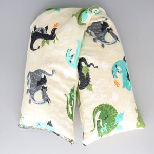 A NerdyKeppie Goofy Dragons To Sic on Your Enemies Flannel Heat & Cold Packs. A microwaveable heat and cold pack featuring a cute dragon-themed design, great gift for dragon-loving friends with, you know, achy joints and stuff.
