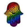 NerdyKeppie Hamsa Pride Acrylic Earrings. Our acrylic gay pride Hamsa earrings have hypoallergenic steel hooks. These comfortable earrings are a great gay pride gift and ship from Portland, Oregon.