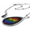 Hamsa/Hand of Miriam Oval Rainbow Pride Necklace
