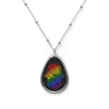 Hamsa/Hand of Miriam Oval Rainbow Pride Necklace