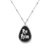 He/Him Old English Pronouns Oval Necklace