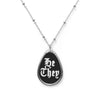 He/They Old English Pronouns Oval Necklace
