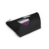 NerdyKeppie "I'm A-spectral" Ace Pride Zipper Pouch with T-Bottom. A zippered accessory/makeup bag featuring a t-bottom and an "I'm A-spectral" pattern in asexual pride colors. This ace pride zipper pouch is fully lined and comes in two sizes.