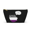 NerdyKeppie "I'm A-spectral" Ace Pride Zipper Pouch with T-Bottom. A zippered accessory/makeup bag featuring a t-bottom and an "I'm A-spectral" pattern in asexual pride colors. This ace pride zipper pouch is fully lined and comes in two sizes.