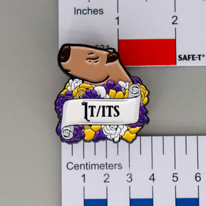 NerdyKeppie Capybara Enamel Non-Binary Pride Pronoun Pins. Our enamel pin features an adorable capybara, a paper scroll with six different pronoun choices, and flowers in non-binary pride colors. This pride pin ships from Portland, Oregon.