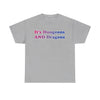 NerdyKeppie "It's Dungeons AND Dragons" Cotton Bi Pride Tee Shirt. A unisex cotton tee shirt with an "It's Dungeons AND Dragons" design on it in bisexual pride colors. This bi pride tee shirt has a classic fit.