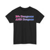 NerdyKeppie "It's Dungeons AND Dragons" Cotton Bi Pride Tee Shirt. A unisex cotton tee shirt with an "It's Dungeons AND Dragons" design on it in bisexual pride colors. This bi pride tee shirt has a classic fit.