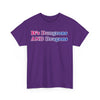 NerdyKeppie "It's Dungeons AND Dragons" Cotton Bi Pride Tee Shirt. A unisex cotton tee shirt with an "It's Dungeons AND Dragons" design on it in bisexual pride colors. This bi pride tee shirt has a classic fit.