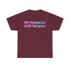 NerdyKeppie "It's Dungeons AND Dragons" Cotton Bi Pride Tee Shirt. A unisex cotton tee shirt with an "It's Dungeons AND Dragons" design on it in bisexual pride colors. This bi pride tee shirt has a classic fit.