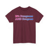 NerdyKeppie "It's Dungeons AND Dragons" Cotton Bi Pride Tee Shirt. A unisex cotton tee shirt with an "It's Dungeons AND Dragons" design on it in bisexual pride colors. This bi pride tee shirt has a classic fit.